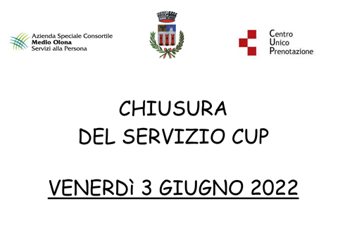 Chiusura Servizio CUP
3 giugno