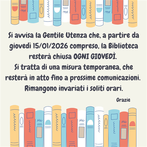 Chiusura Biblioteca al pubblico