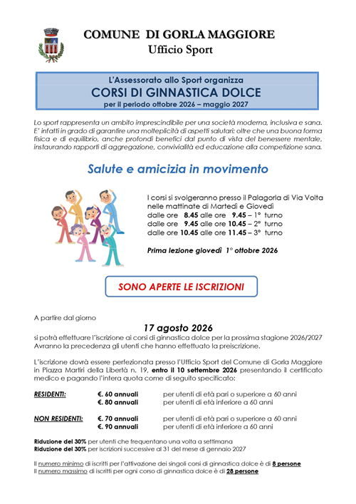 Corsi di ginnastica dolce 2026/2027