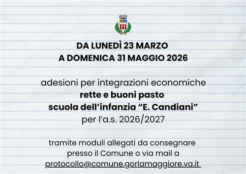 Adesioni integrazioni economiche a.s. 26/27 scuola dell'infanzia "E. Candiani"
