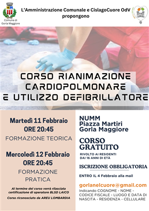 Corso di rianimazione cardiopolmonare e utilizzo defibrillatore